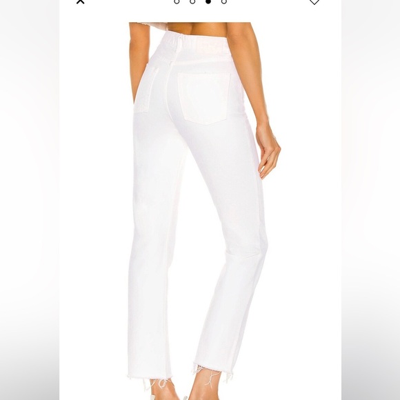 GRLFRND White Raw Hem Karolina High Rise Straight Crop button Fly Jeans Sz 25 - Picture 3 of 16